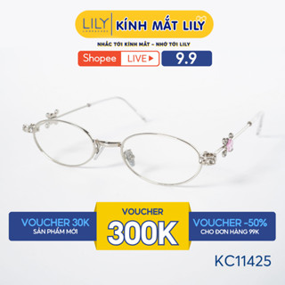Gọng kính mắt Oval LILYEYEWEAR chất liệu kim loại cao cấp chắc chắn kiểu dáng hiện đại màu sắc thời trang KC11425