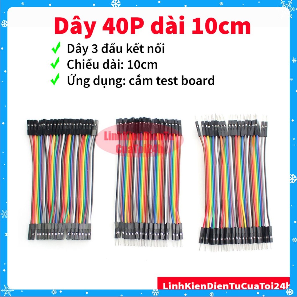 [SALE GIÁ GỐC] Bộ Sợi Dây Nối 40P 7 Màu Dài 10Cm 3 Loại Đầu: Cái - Cái, Đực - Cái, Đực - Đực