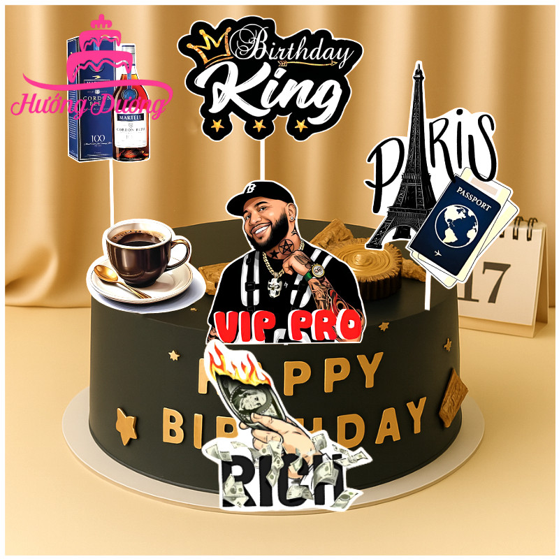 Set Cắm Giấy Quý Ông Vip Pro Birthday King Trang Trí Bánh Kem Phụ Kiện Sinh Nhật [FREESHIP❤️]