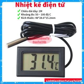 Nhiệt Kế Điện Tử -50*C ~100*C Loại Xịn Có Đầu Dò Chống Nước - Đồng Hồ Đo Nhiệt Độ Hiển Thị LCD - Dây dài 1 mét - Có Pin