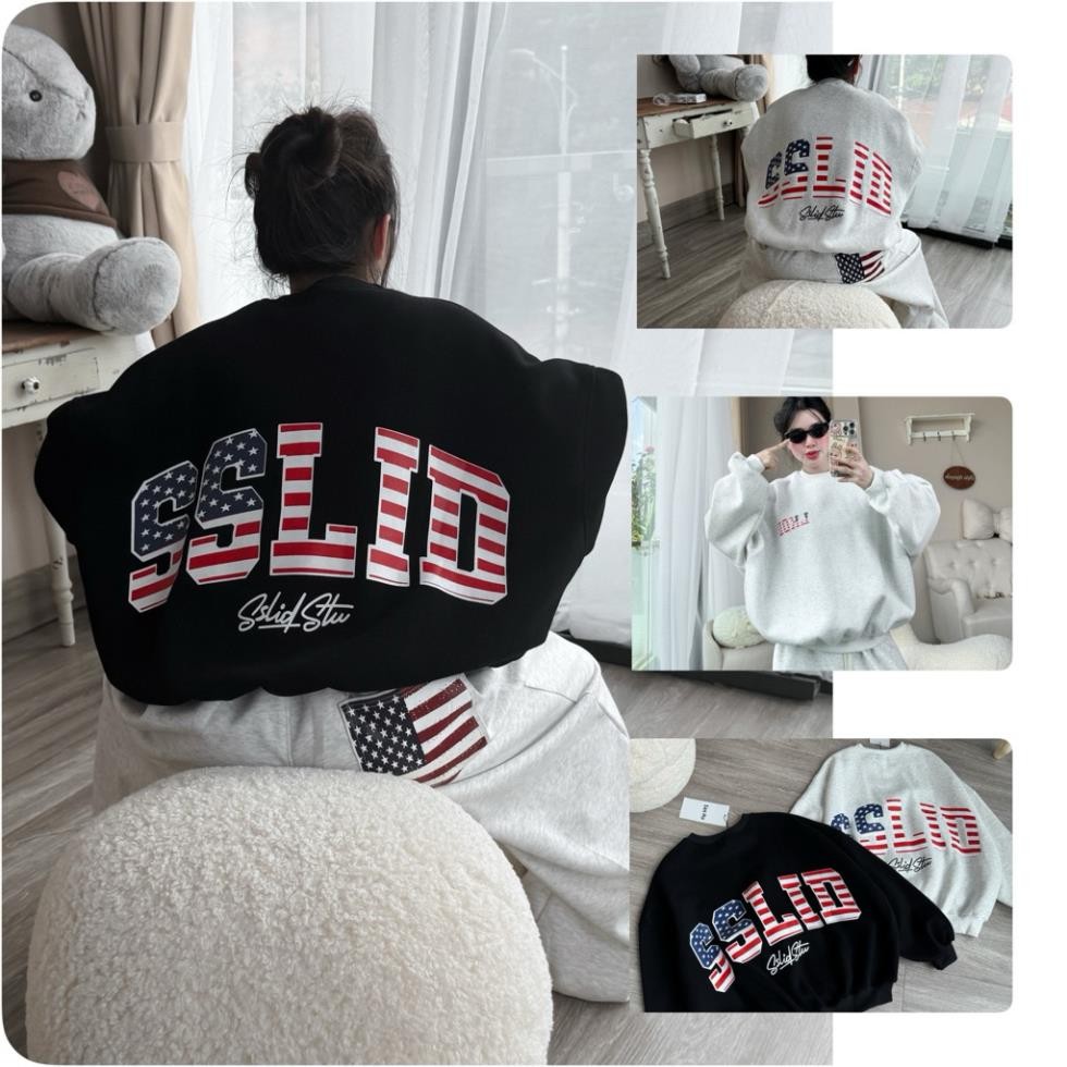 Áo Nỉ Sweater nỉ COTTON  dày dặn nam nữ unisex (SSLID) CỜ UT