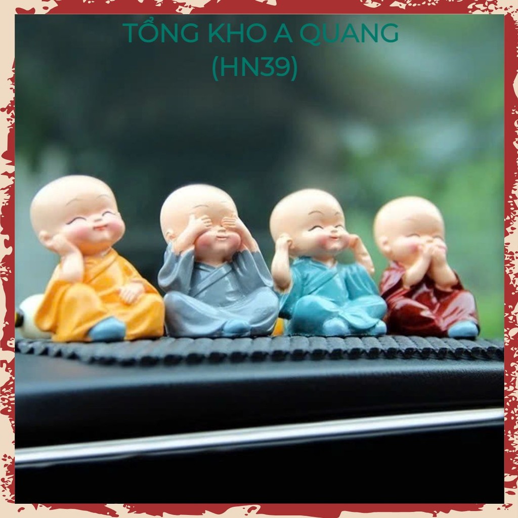 TƯỢNG CHÚ TIỂU HÒA THƯỢNG PHONG THỦY - Set Tượng Phật Chú Tiểu 4 Không Mini,Bộ Tượng 4 Chú Tiểu Mang