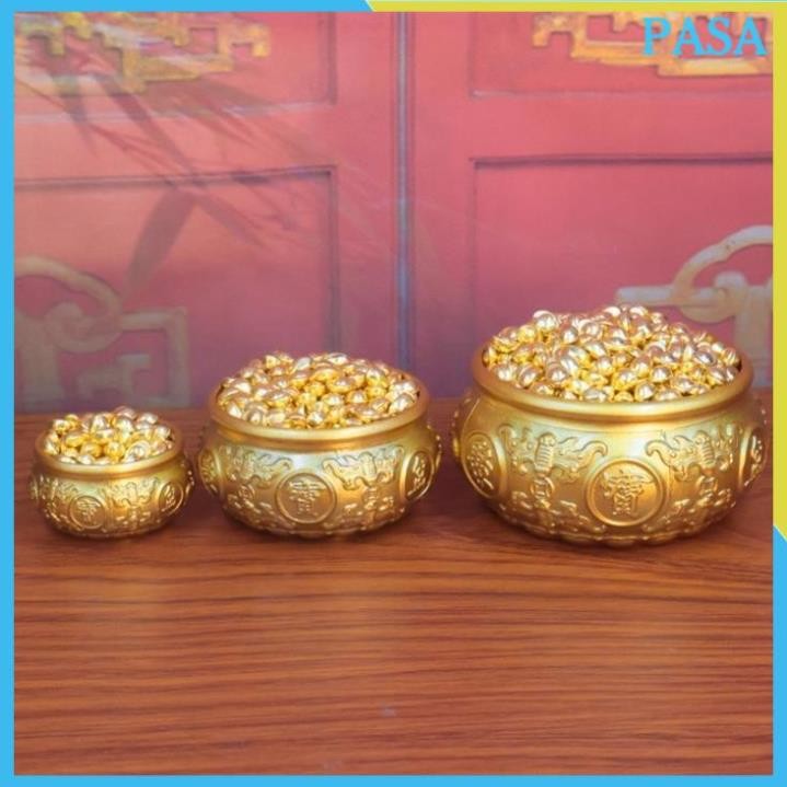 [ may mắn ] Bát Tụ Bảo 4cm Đi Kèm Thỏi Vàng Đồng Nguyên Khối 1cm Chiêu Tài Tấn Bảo