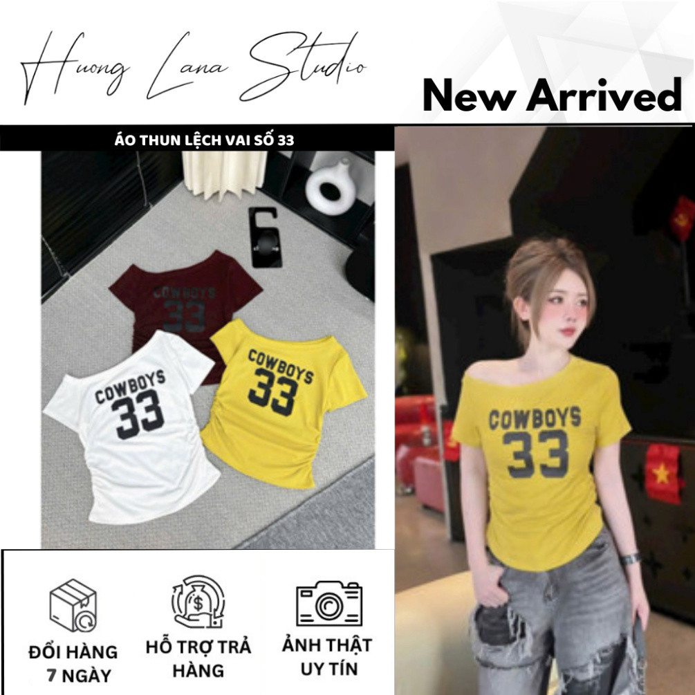[Hlana.Vip] ÁO THUN LỆCH VAI NHÚN EO ÔM SỐ 33