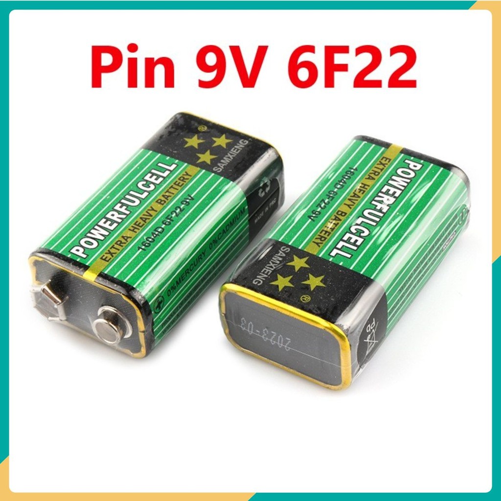 Pin 6F22 Carbon 9V Loại Xịn Màu Ngẫu Nhiên, Pin 9V