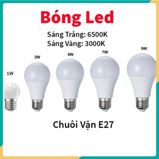   220V  Bộ 5 Cái Bóng đèn Led Bulb tròn 1W 3W 5W 7W 9W Sáng Trắng Vàng Ấm chống nước tiết kiệm điện đui vặn E27 