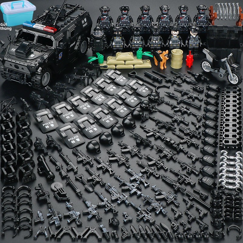 【Tỷ lệ hình ảnh thực tế WeaponsBox】Tương thích với LEGO Blocks Black Panther SWAT Pioneer Special Fo