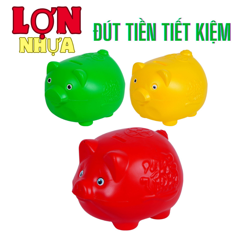 Lợn nhựa đút tiền tiết kiệm - Lợn nhựa dày đẹp 3 size
