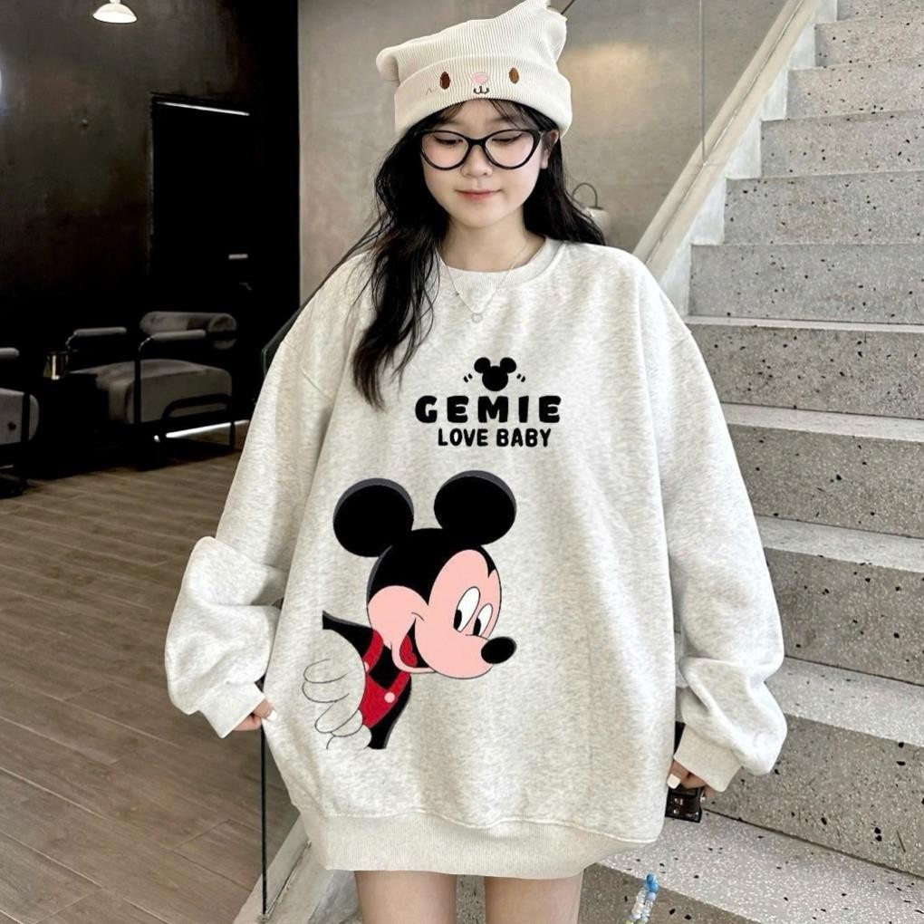 Bộ sưu tập áo thun nỉ cotton in MIC.KEY nam nữ cổ tròn , Áo đôi form rộng UT