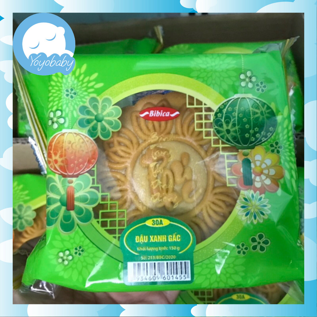 Bánh Trung Thu Bibica Đậu xanh gấc không trứng - Dinh dưỡng cho người tiểu đường, ăn kiêng 150g