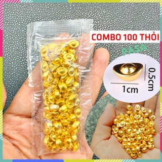 [LOẠI 1] Sỉ Combo 100 Thỏi Vàng Nén Mini 1cm Bỏ Chum Tụ Bảo Chiêu Tài Lộc