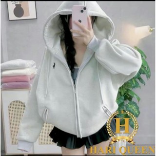  Áo Khoác Nỉ Mũ Hai Lớp Logo Ngựa Chất Nỉ Cotton Siêu Xinh Form Rộng Unisex Nam Nữ Dưới 65kg HARIQUEEN 
