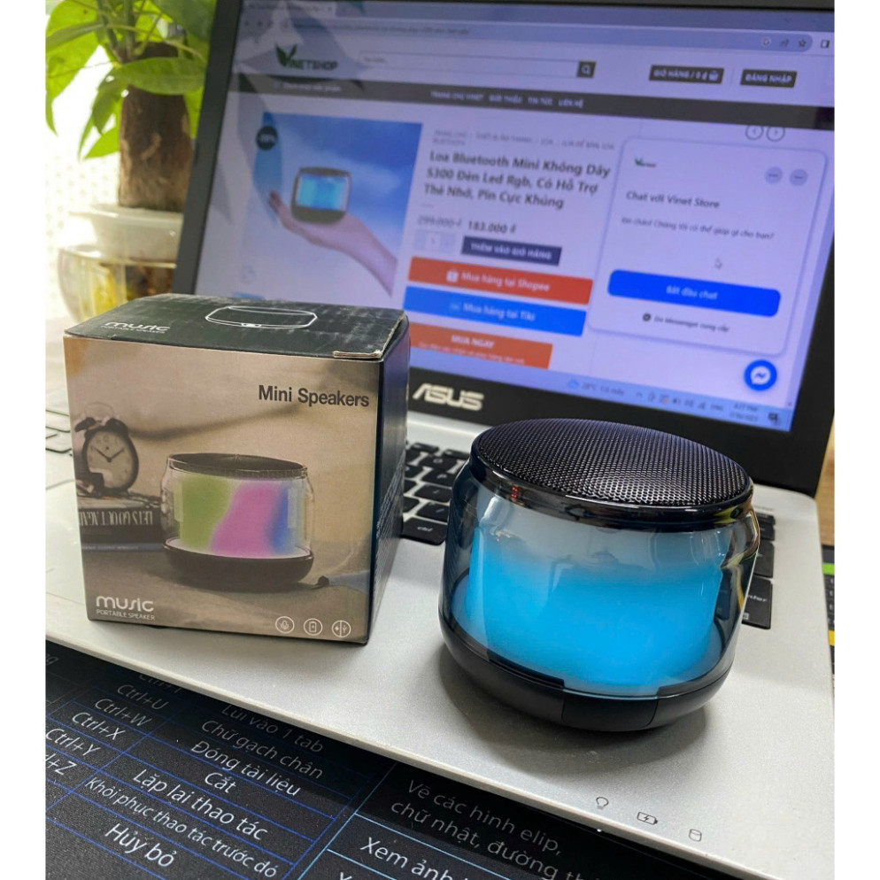Loa Bluetooth Mini S300 Âm Thanh Vòm 360° – Đèn LED RGB, Kết Nối Bluetooth 5.0