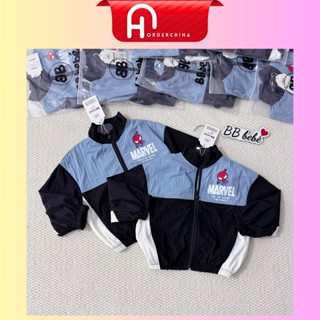 Áo gió Marvel bé trai phối màu xanh đen trắng cực chất, chất gió nhăn mềm đẹp - HNOrderChina