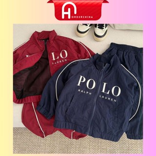 Bộ gió nhăn Polo Ralph Lauren màu xanh than và đỏ cực ngầu lót lưới cho bé - HNOrderChina