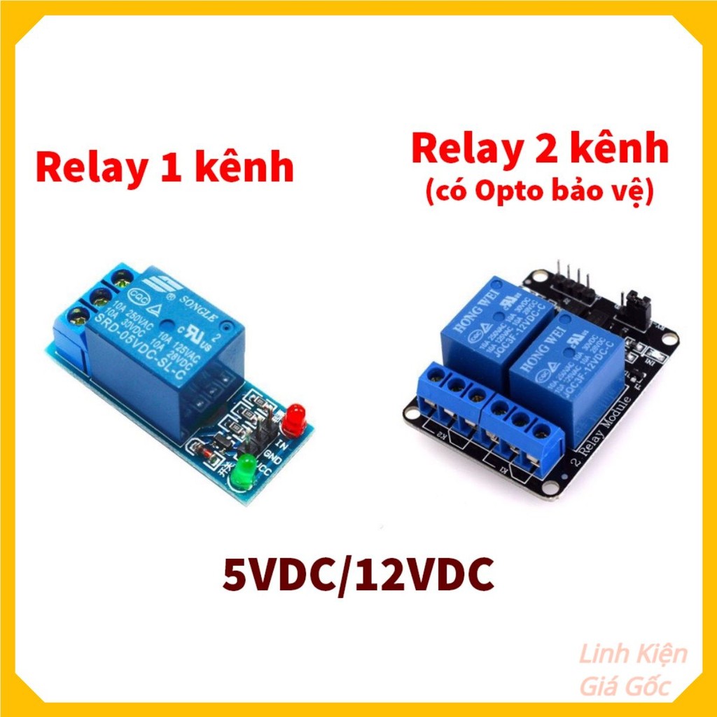 Module Relay 5VDC 12VDC 1 Kênh 2 Kênh - Mạch Relay 5V 12V 1 kênh 2 Kênh, Rơ Le 5V 12V (Có Opto bảo V