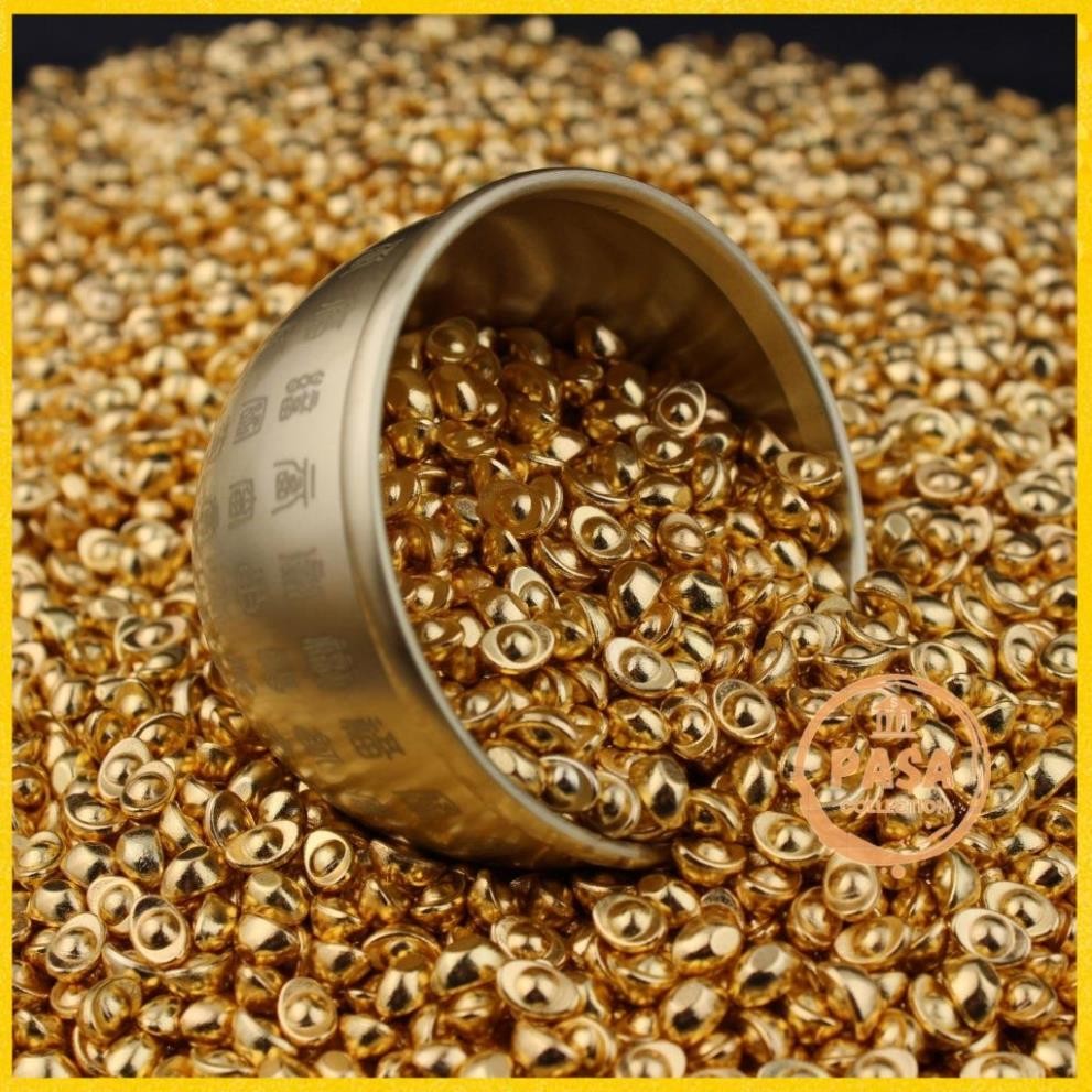 <Sẵn Hàng> Sỉ 100 Thỏi Vàng Thần Tài Kim Loại Nguyên Khối Cỡ 1-2cm, Chiêu Tài Nạp Lộc, Giàu Sang, No Đủ