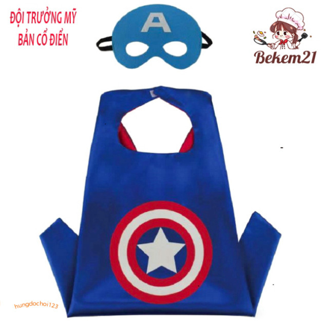 Bộ trang phục siêu anh hùng Captain America, Iron Man, Spider-Man, Flash kèm áo choàng và mặt nạ.
