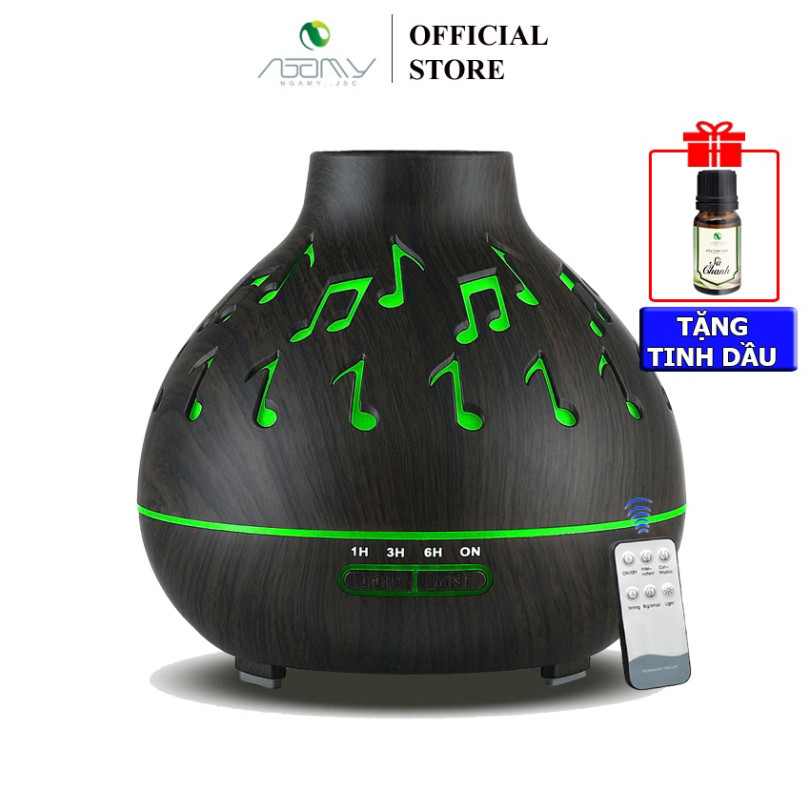 Máy Xông Tinh Dầu Phun Sương Tạo Ẩm Nốt Nhạc Nga My Dung Tích 550ML Chế Độ Hẹn Giờ, Đèn Led 7 Màu-ng