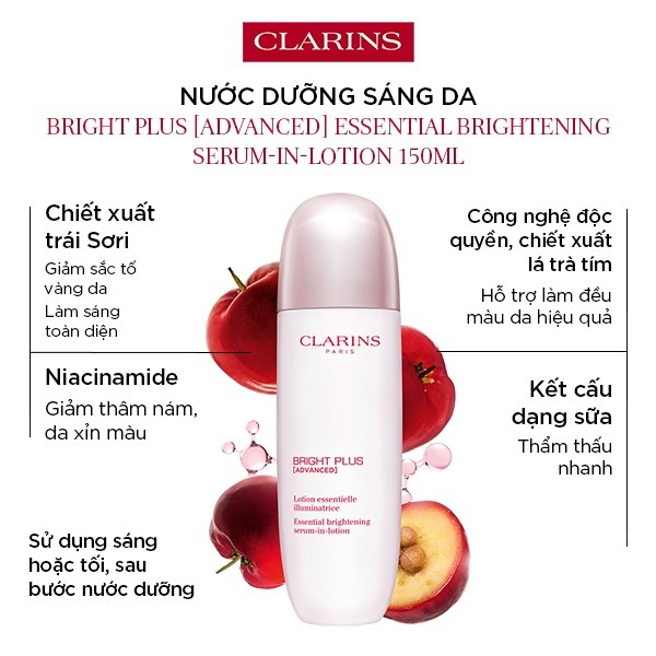 Nước Dưỡng Sáng Da Clarins Bright Plus [Advanced] Essential Brightening Serum-In-Lotion 150ml