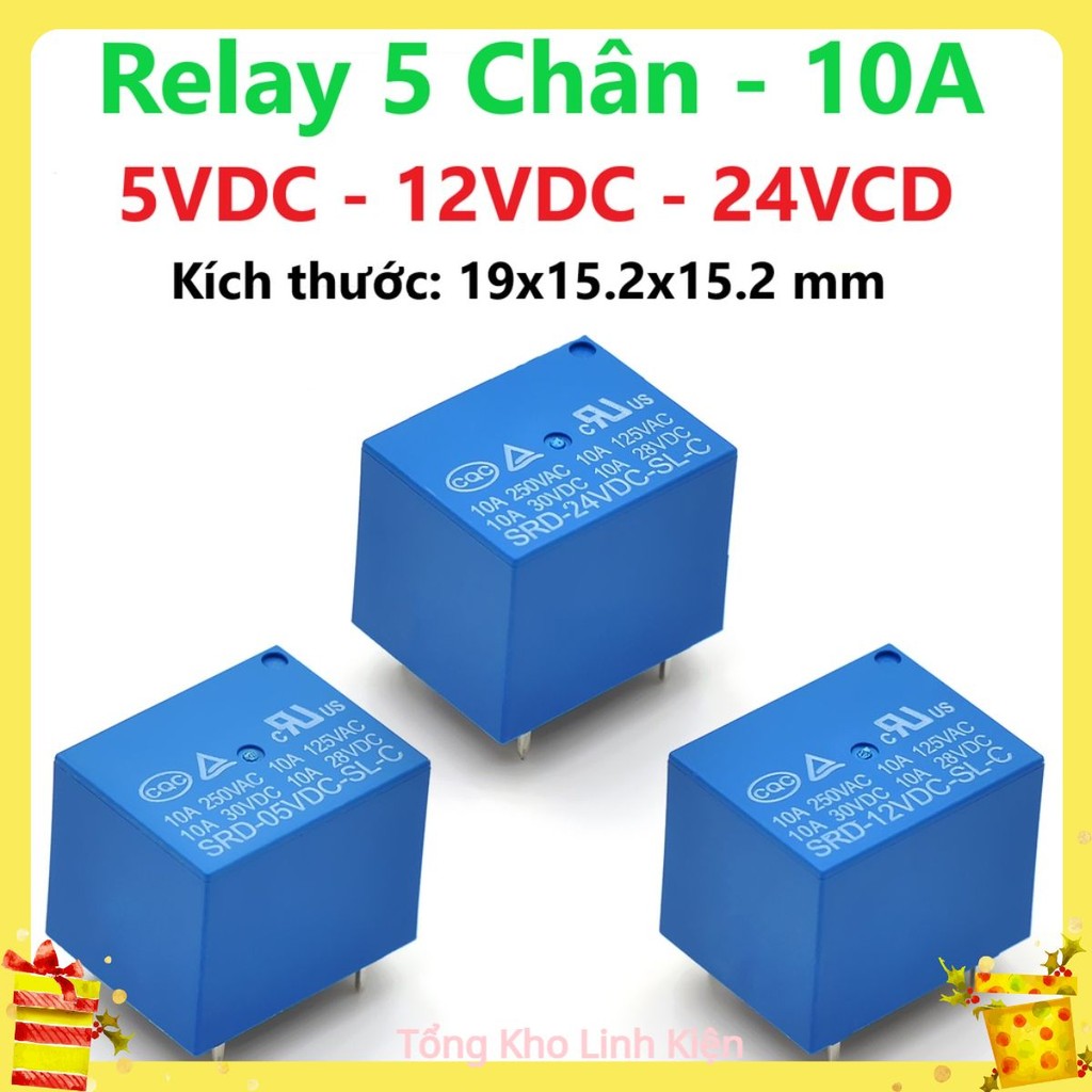 Relay rờ le rơle 5v,12v,24v 5 chân - 5v -10a 12v-10a Loại Tốt