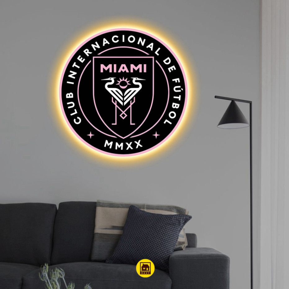 [GIÁ XƯỞNG] Logo LED Mica Tráng Gương CLB Inter Miami In UV 8K Cao Cấp