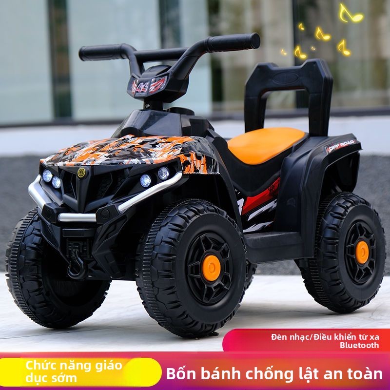 Xe ATV điện trẻ em, xe địa hình bốn bánh ngầu1-6Xe máy điện điều khiển từ xa cho trẻ em, có thể sạc 
