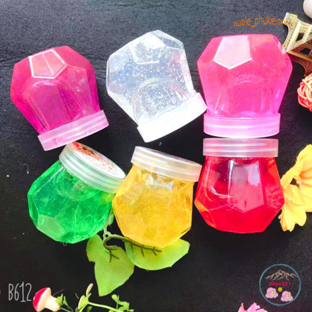```Bộ Slime trong suốt dạng lục giác 8 màu - Đồ chơi nhầy ma quái squishy thú vị trong hũ slam```