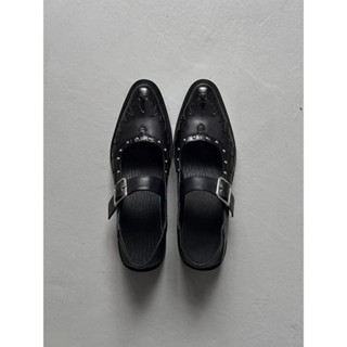  Giày búp bê mũi nhọn Mary Jane Flats QCCC Gót 3 cm Phong cách Basic cao cấp họa tiết cổ điển retro sang trọng go3 