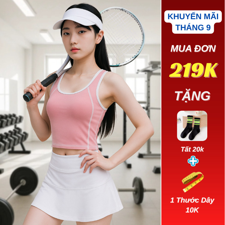 Đồ tập gym nữ CAO CẤP INFLACHI chơi tenis đánh golf yoga cầu lông set bộ quần áo đi gym dáng váy  MB
