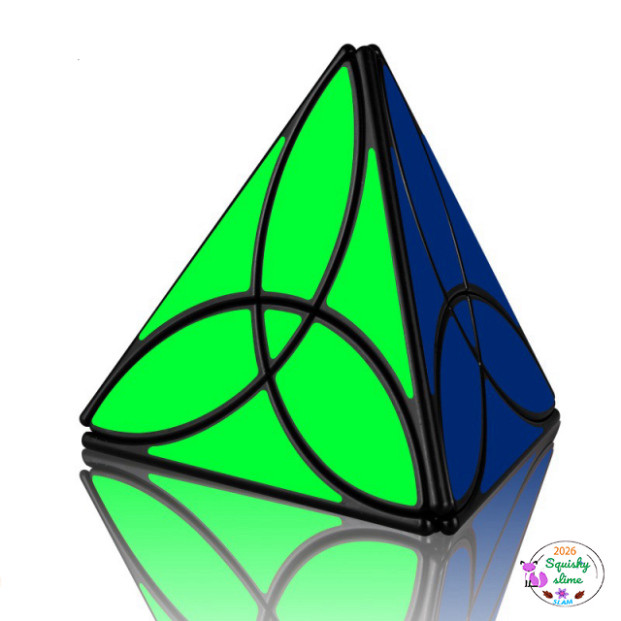 Rubik Tam Giác QiYi Clover Pyraminx Đen 3 LÁ PHONG - Biến thể thú vị của Rubik Pyraminx độc đáo.