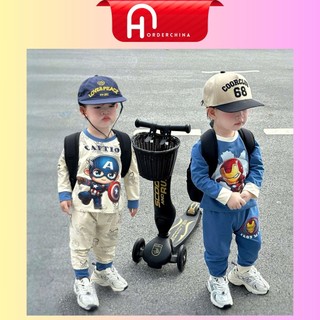  Set 2 bộ iron man caption tone màu xanh be chất cotton mềm mịn cho bé trai - HNOrderChina 