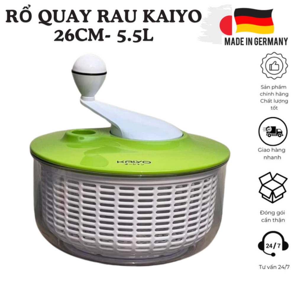 Rổ quay rau KAIYO, rổ quay rau li tâm, rổ quay rau cỡ đại, rổ rau nhựa, rổ quay rau 26cm, rổ rửa rau