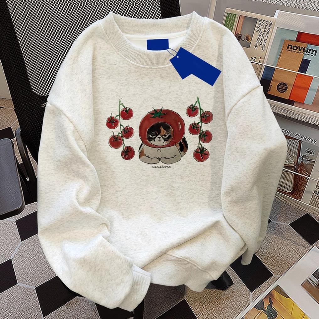 áo sweater nữ form rộng hàn quốc xám tiêu dễ thương mùa đông local brand MÈO CÀ CHUA áo tay dài nỉ UT