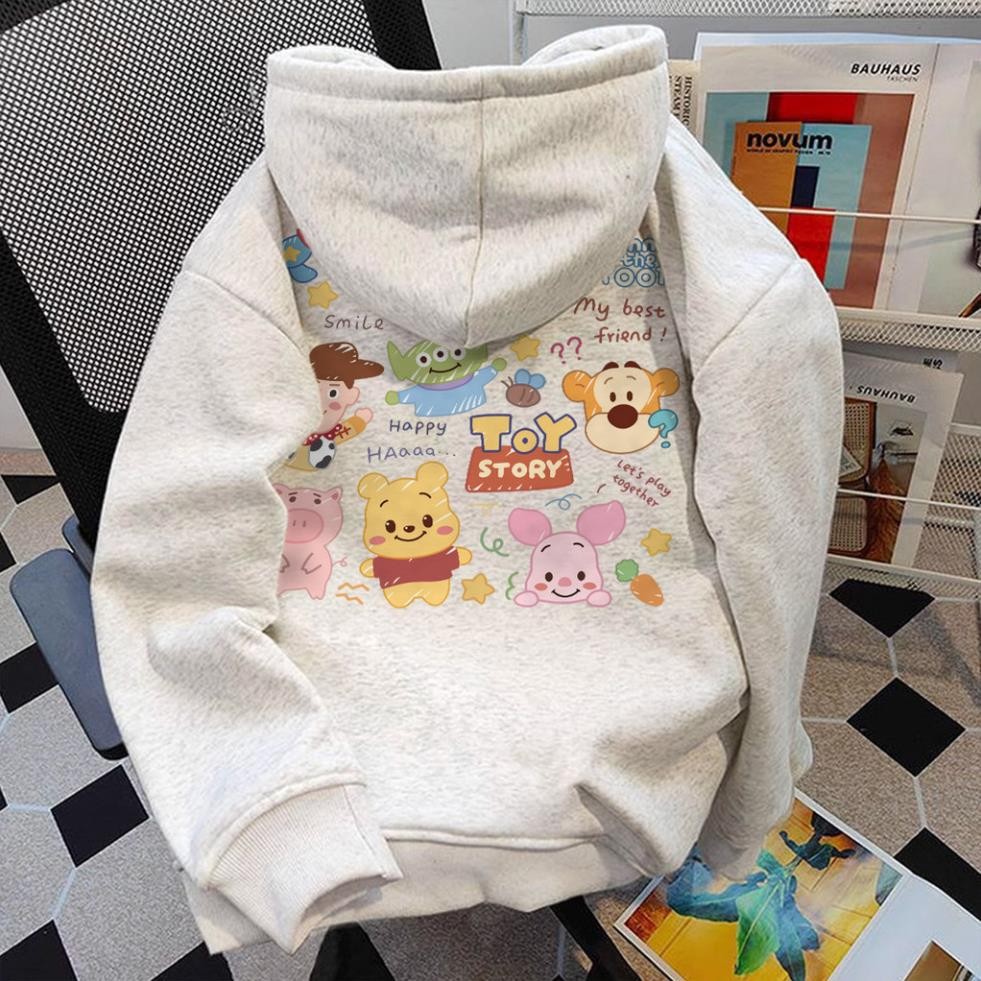 Áo Hoodie nữ Xám form rộng áo khoác xinh GẤU PU cotton local brand UT