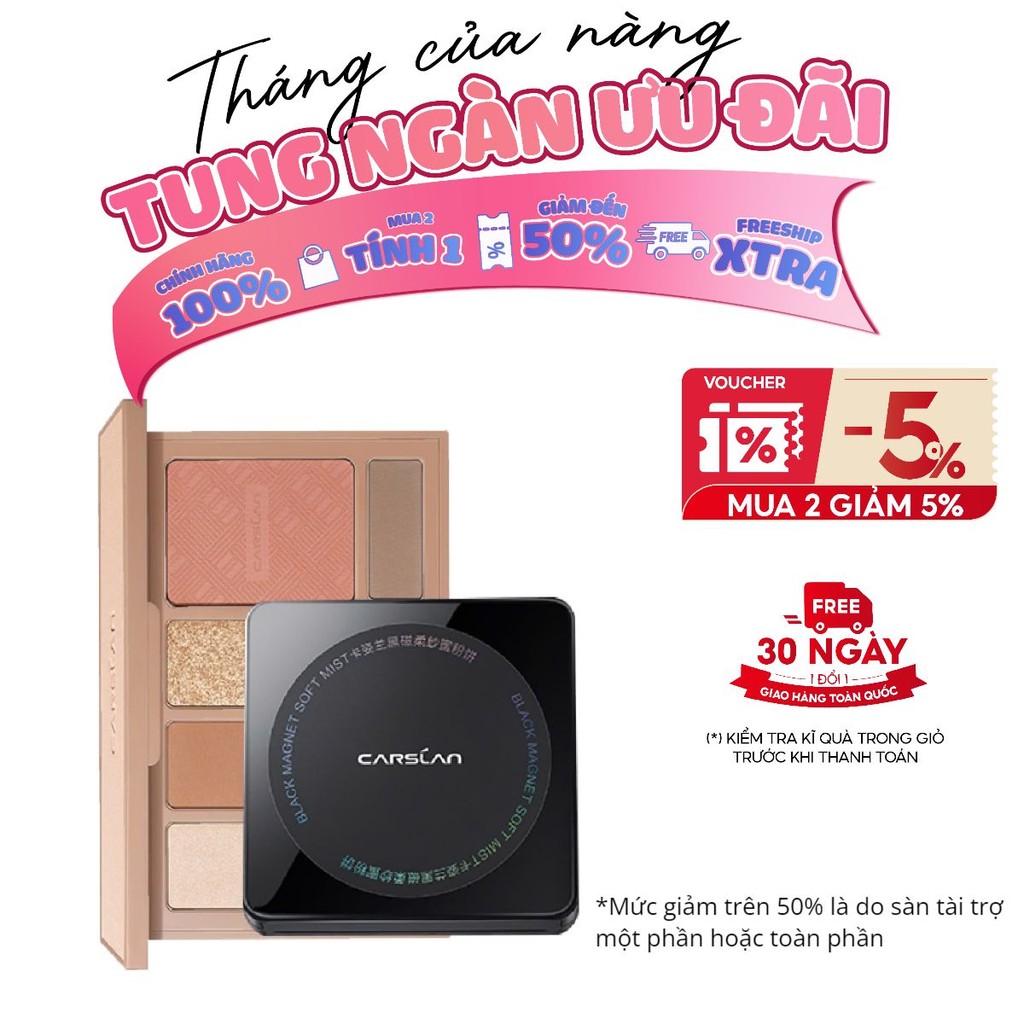 Combo bảng phấn mắt Carslan 10 ô đa sắc + phấn nén Carslan nền mịn, kiềm dầu hiệu quả 2025