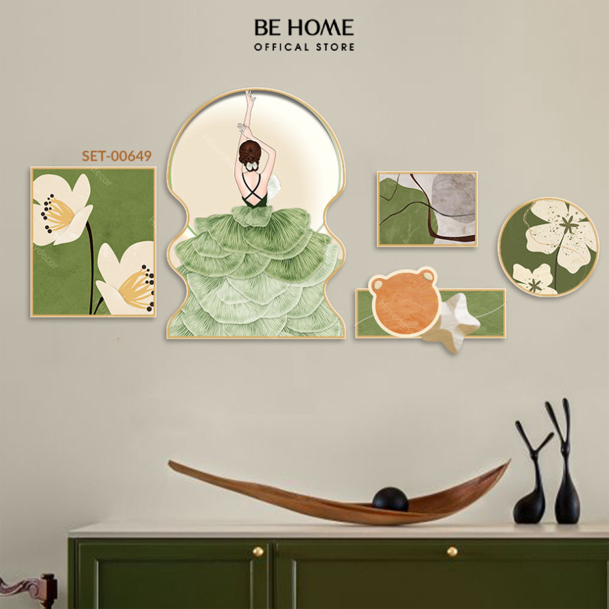 Set 5 Tranh Tranh Dán Tường Cô Gái,Trang Trí Phòng Ngủ, Phòng Khách, Spa ,Livestream- Behome Decor