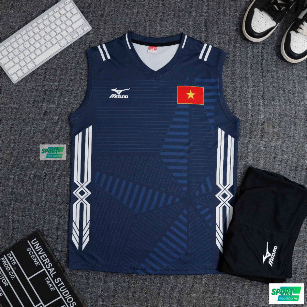 IN TÊN SỐ] -  Quần Áo Bóng Chuyền Nam Mizuno, Asic VietNam Cao Cấp - Đồ Sát Nách Sport Vải Mè Kim 20