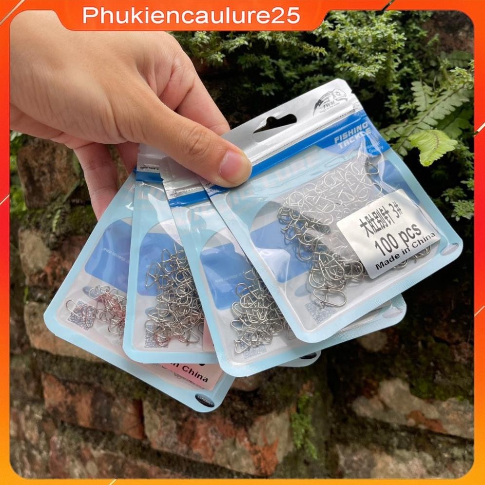 Khóa snap câu lure cao cấp TWM chất liệu inox siêu cứng Phukiencaulure25 gói 100 chiếc khóa snap câu