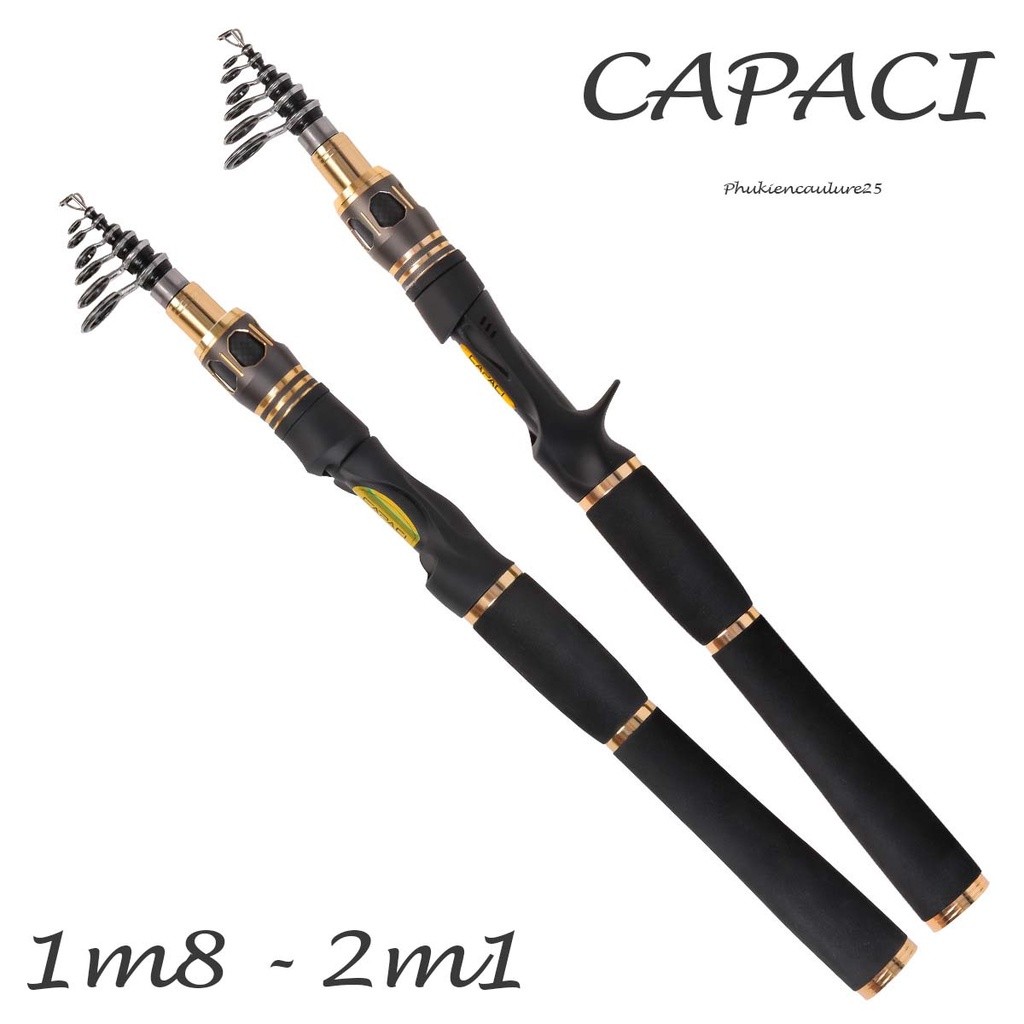 Cần lure rút gọn Capaci, chiều dài rút gọn 33cm-35cm phukiencaulure cần rút gọn câu lure cao cấp