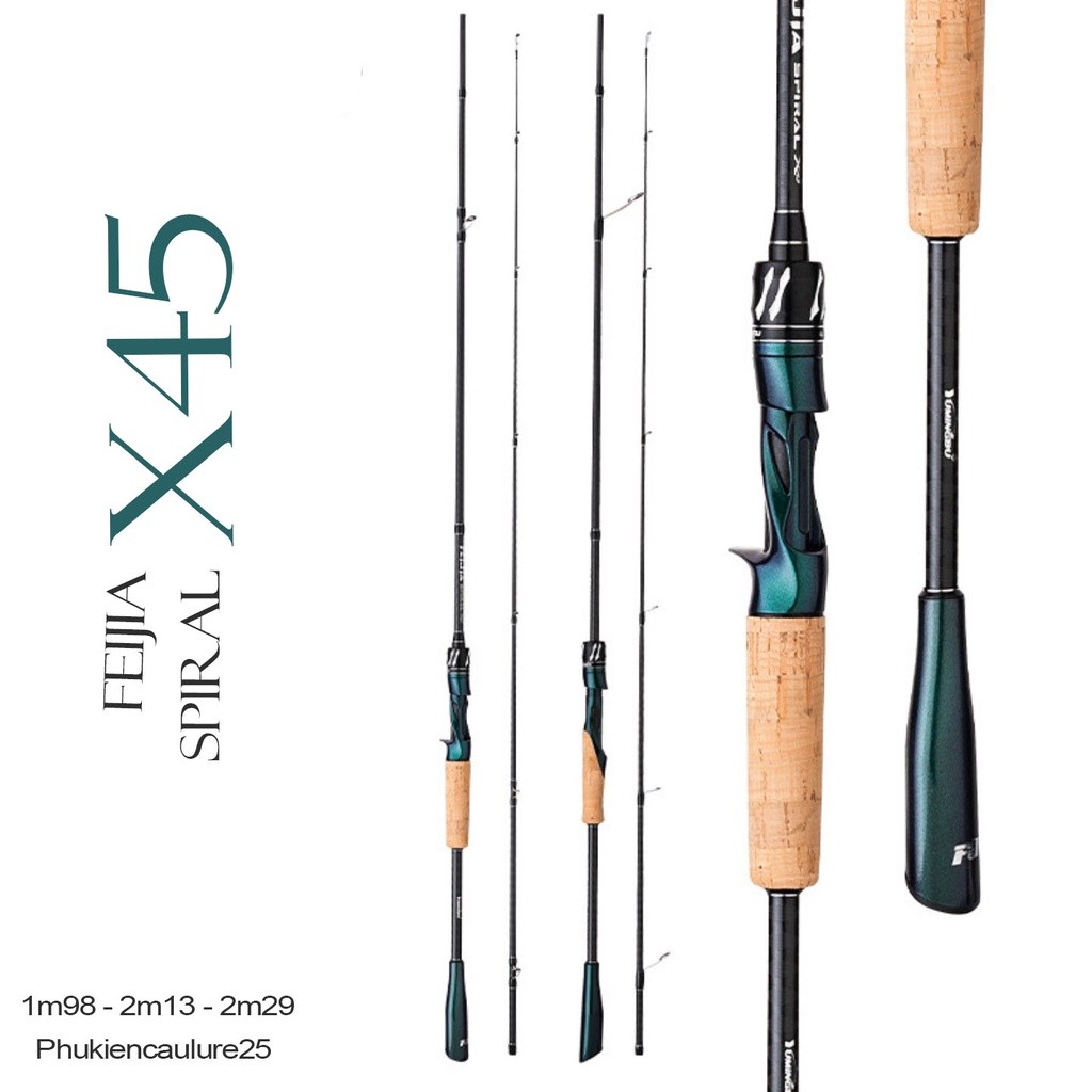 Cần câu lure 2 khúc FeiJia Spiral cao cấp Phukiencaulure25 cần câu lure chất liệu Carbon đan xoắn X 