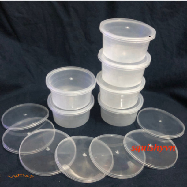 Hộp nhựa đựng bánh flan, caramen, rau câu, sữa chua, phù hợp làm đồ chơi slime (hũ flan kèm nắp)