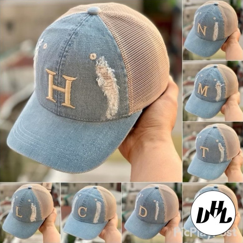 Nón Kết Mũ Lưỡi Trai Phối Lưới Nam Nữ Thêu Chữ Cái Demi Cao Cấp