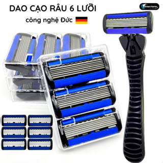 [Công nghệ Đức]Dao cạo râu nam 6 lưỡi cao cấp, tay cầm chống trượt, thay đầu tiện lợi, chống nước toàn thân - DCR02