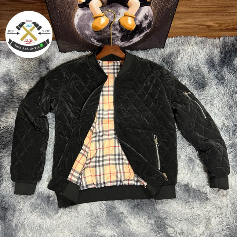 s2- Áo khoác bomber trần trám lót gió BBR cao cấp , áo gió 3 lớp trần bông , trần trám gió bbr fom c