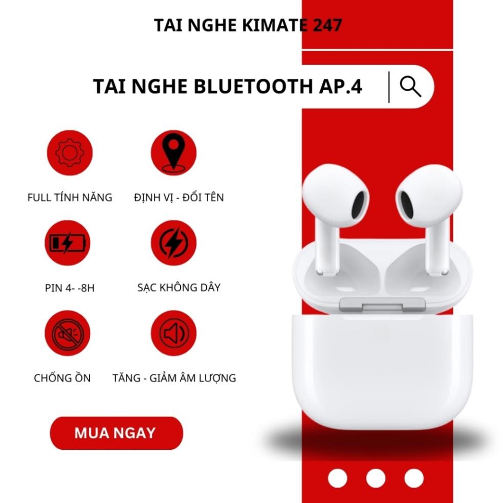 BÁN LỖ LẤY TƯƠNG TÁC Tai Nghe Không Dây Bluetooth AP4 , Tai Nghe Chống Nước Chống Ồn Tai Nghe Đủ Chứ