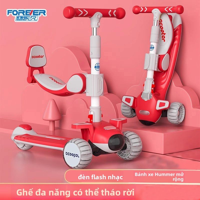 Xe tay ga trẻ em Forever1-3-6-12Đồ chơi 3 trong 1 cho bé trai và bé gái, phù hợp cho trẻ mới biết đi