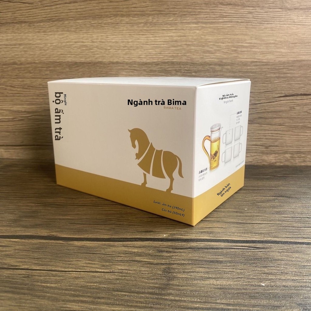 Bộ ấm trà chính hãng Bama, cốc thủy tinh thanh lịch và đẹp mắt, du lịch di động, chịu nhiệt độ cao, 