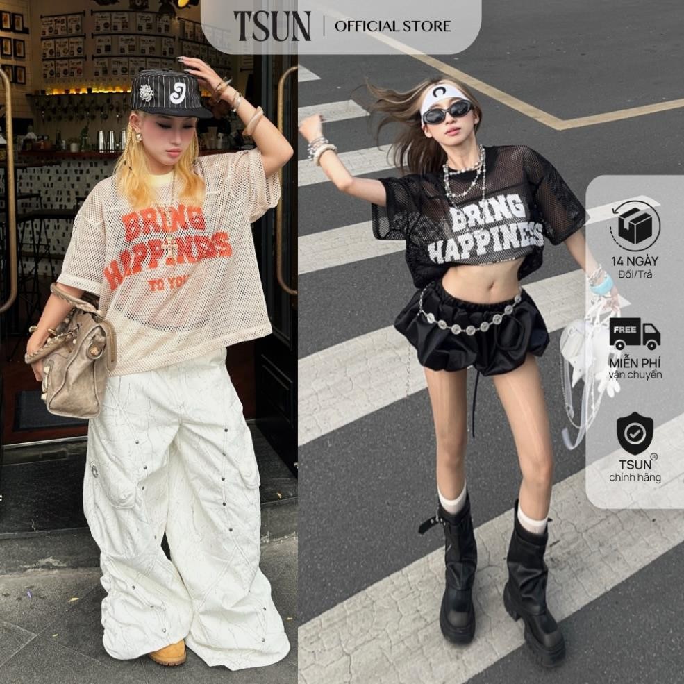 SALE Áo Thun Lưới Jersey Xuyên Thấu 2 Màu - Brand TSUN Chính Hãng - Big Mesh Jersey - Unisex