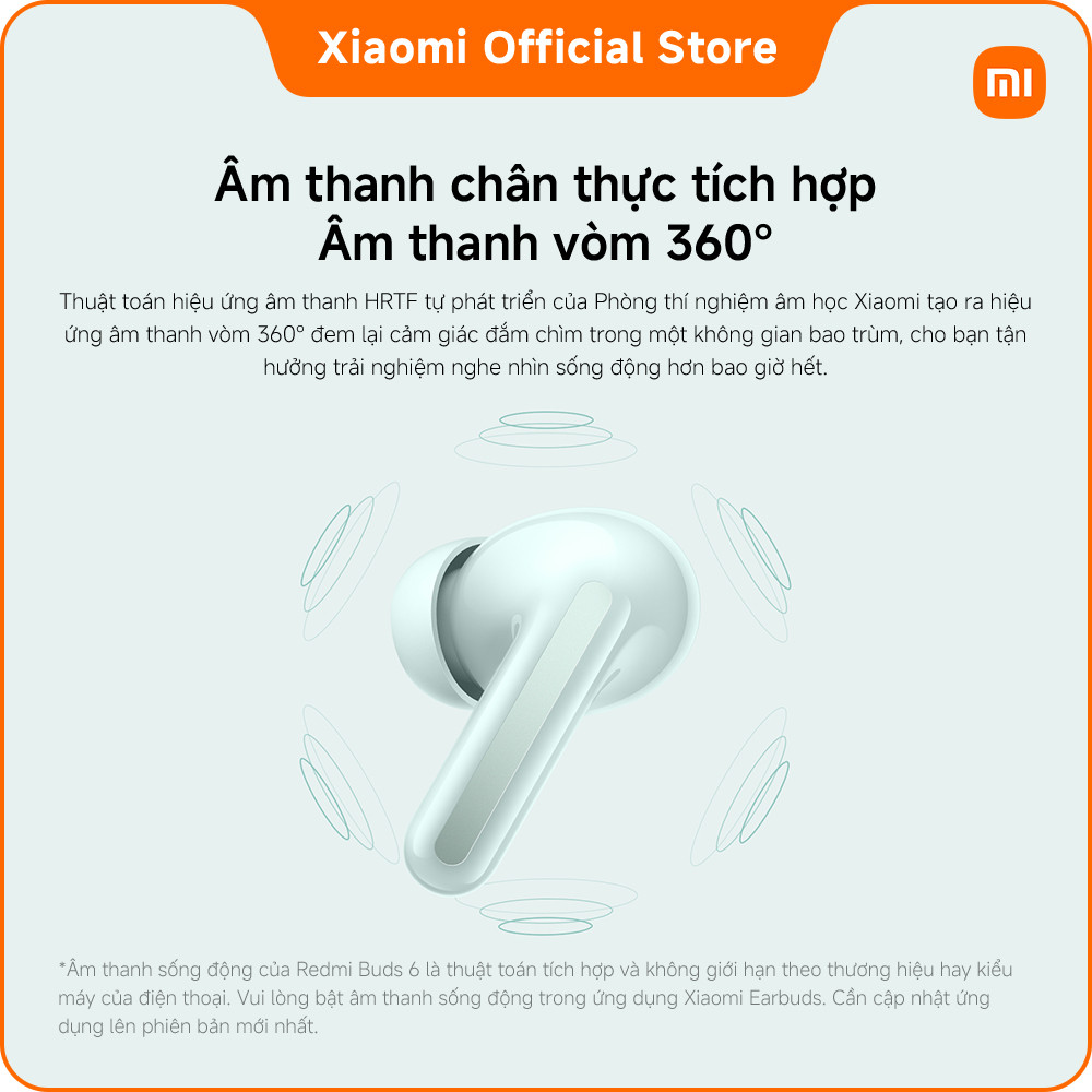 Tai nghe Bluetooth Redmi Buds 6 | Thiết kế âm học với trình điều khiển kép cho âm thanh phong phú | BigBuy360 - bigbuy360.vn